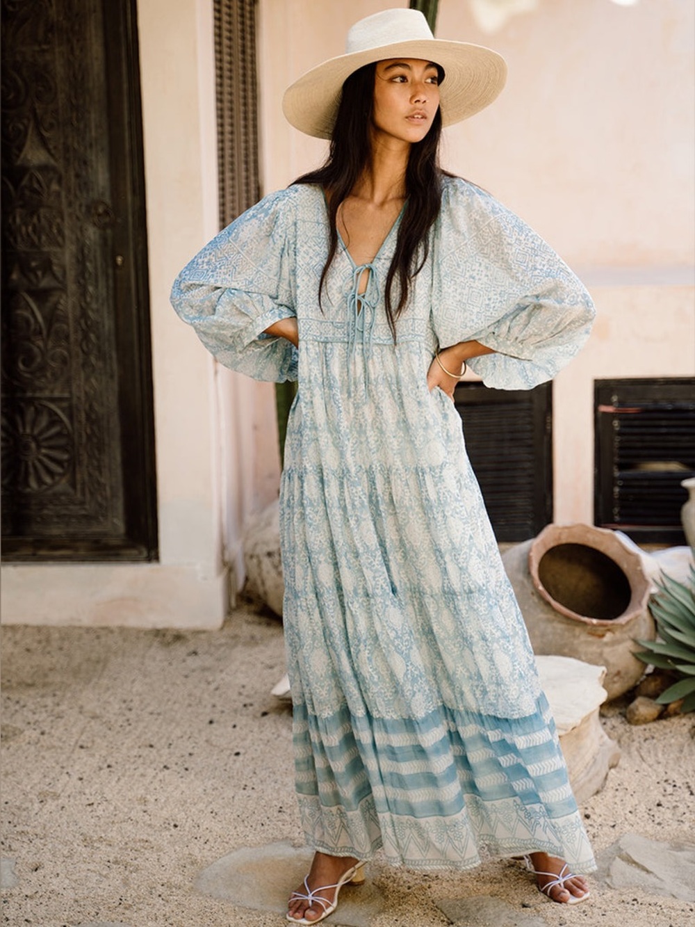 Daughters of India Jasmine Maxi Dress Sea Mist L